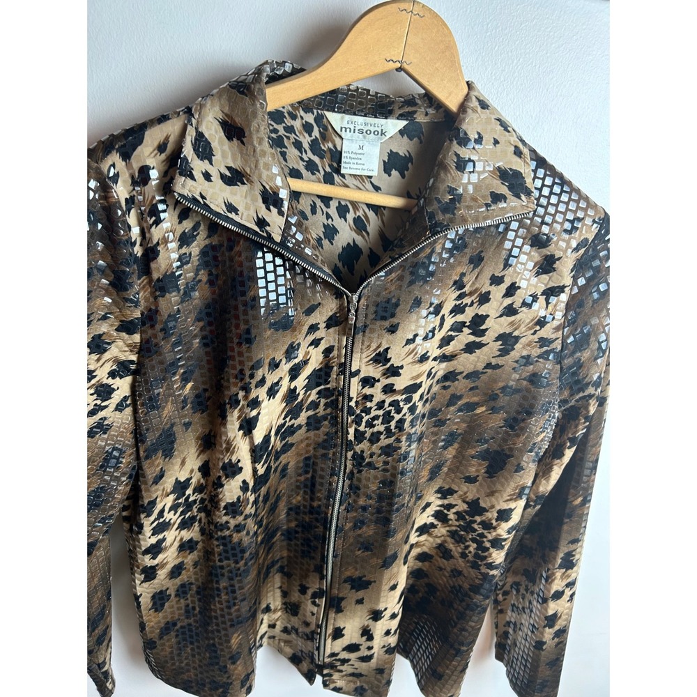 Exclusively Misook Medium Jacket Brown Animal Pri… - image 4